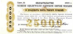 банкнота 25000 рублей 1922